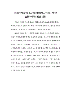 派出所党支部书记学习党的二十届三中全会精神研讨发言材料.docx