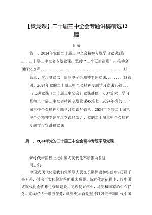 【微党课】二十届三中全会专题讲稿精选12篇.docx