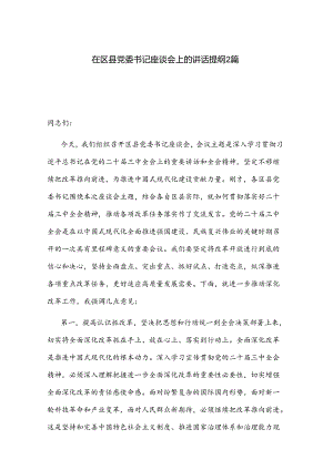 在区县党委书记座谈会上的讲话提纲2篇.docx