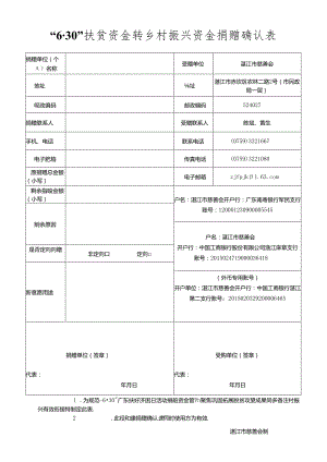 2011年广东扶贫济困日活动捐赠确认表.docx