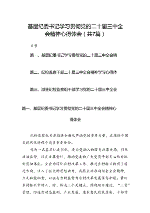 基层纪委书记学习贯彻党的二十届三中全会精神心得体会 （汇编7份）.docx