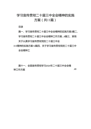 （11篇）学习宣传贯彻二十届三中全会精神的实施方案范文.docx