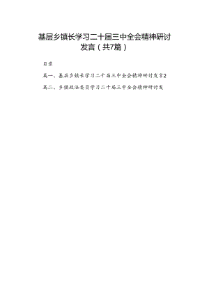 基层乡镇长学习二十届三中全会精神研讨发言7篇（精选版）.docx