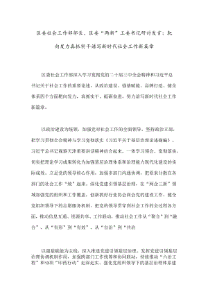 区委社会工作部部长、区委“两新”工委书记研讨发言：靶向发力真抓实干谱写新时代社会工作新篇章.docx