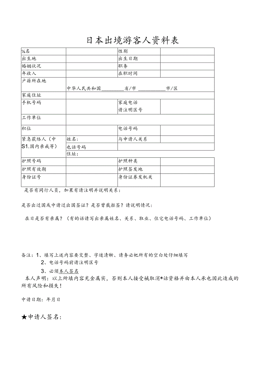 日本出境游客人资料表.docx_第1页