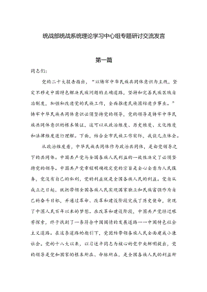 统战部统战系统理论学习中心组专题研讨交流发言6篇.docx