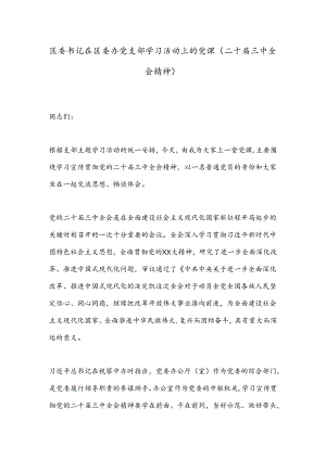 区委书记在区委办党支部学习活动上的党课（二十届三中全会精神）.docx