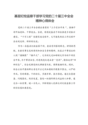 基层纪检监察干部学习党的二十届三中全会精神心得体会.docx