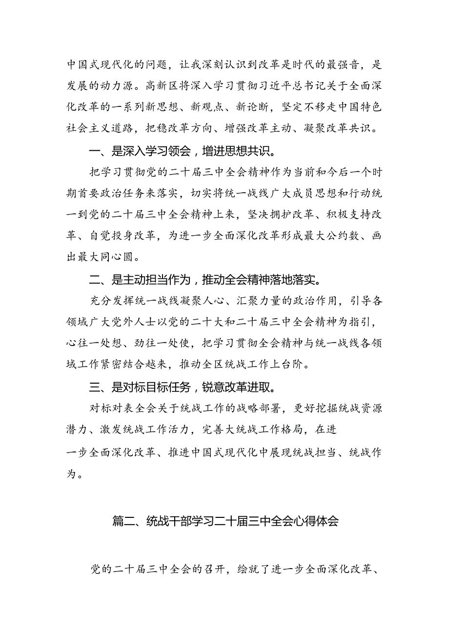 （10篇）统战工作者学习党的二十届三中全会精神心得体会（精选）.docx_第2页