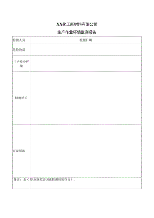 XX化工新材料有限公司生产作业环境监测报告（2024年）.docx