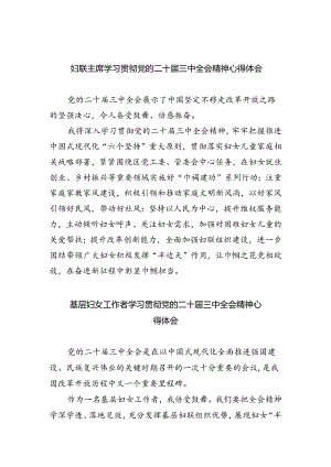 妇联主席学习贯彻党的二十届三中全会精神心得体会 （汇编四份）.docx