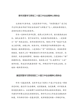 （9篇）青年民警学习贯彻二十届三中全会精神心得体会集合.docx