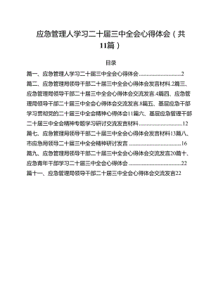 应急管理人学习二十届三中全会心得体会11篇（精选）.docx