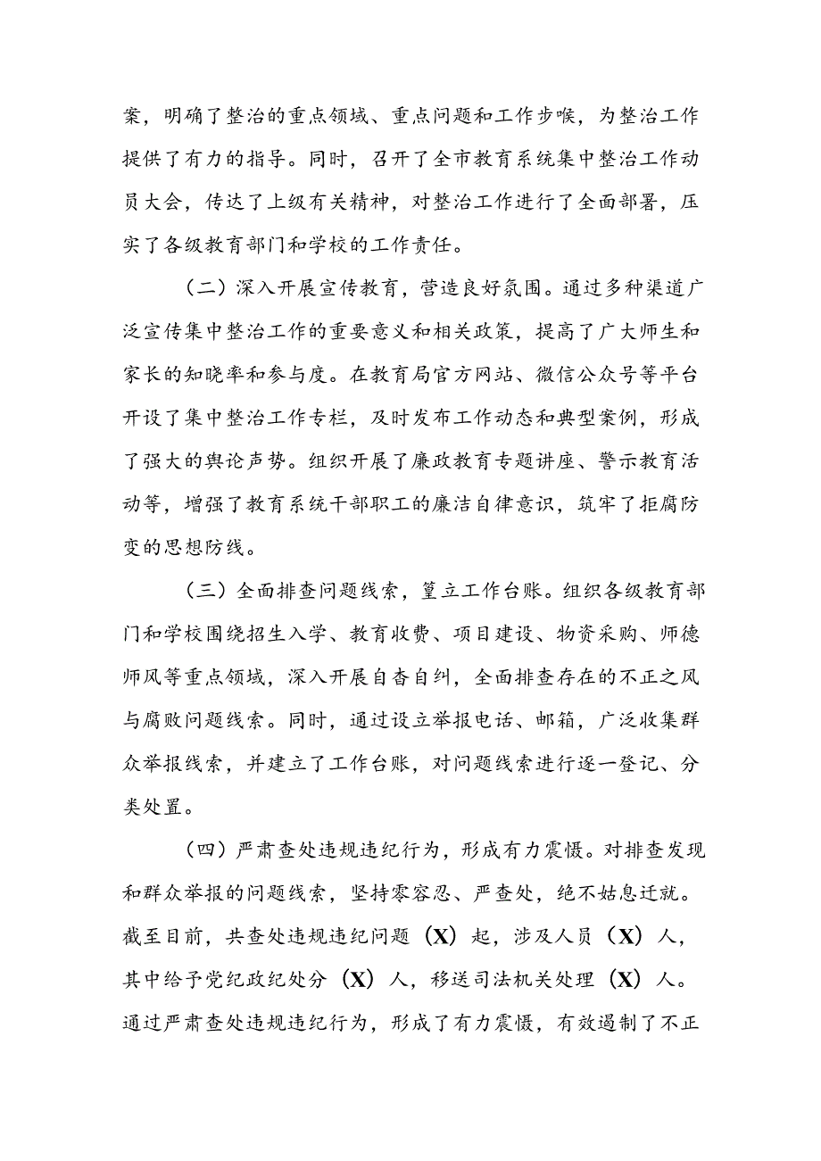 2024年关于开展群众身边不正之风和腐败问题集中整治工作情况总结 （24份）.docx_第2页