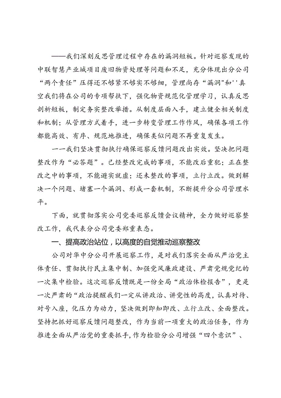 在公司巡察反馈会上的表态发言.docx_第2页