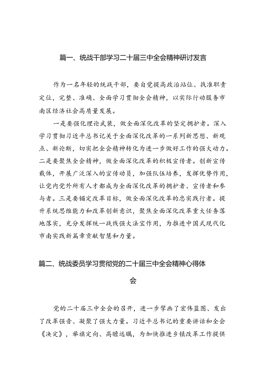 （11篇）统战干部学习二十届三中全会精神研讨发言范文.docx_第3页