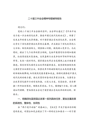 (三篇)二十届三中全会精神专题辅导报告范本汇编.docx