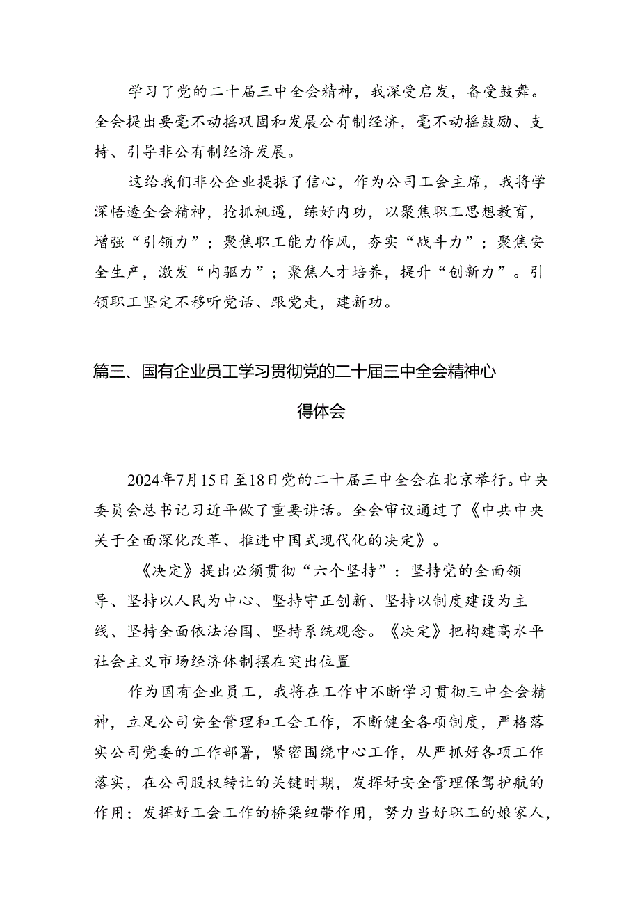 （10篇）公司总经理学习党的二十届三中全会精神心得体会研讨发言范文.docx_第3页