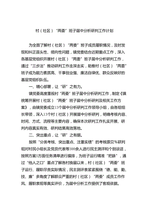 村（社区）“两委”班子届中分析研判工作计划(11篇集合).docx