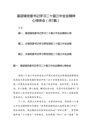 基层镇党委书记学习二十届三中全会精神心得体会7篇（精选版）.docx