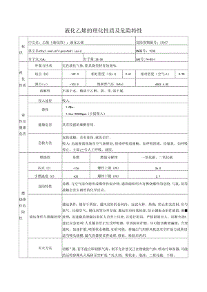 液化乙烯的理化性质及危险特性（2024年XX化工有限公司）.docx