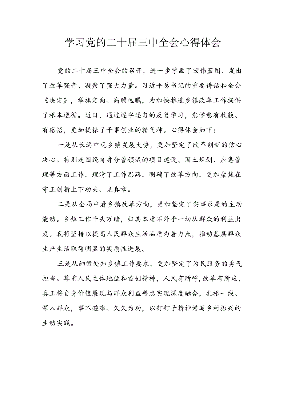 学习2024年学习党的二十届三中全会个人心得感悟 （4份）_64.docx_第1页