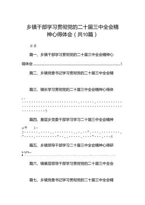 （10篇）乡镇干部学习贯彻党的二十届三中全会精神心得体会范本.docx