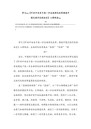 学习2024《中共中央关于进一步全面深化改革推进中国式现代化的决定》心得体会10篇.docx