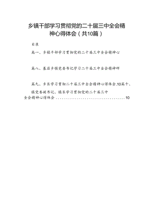 （10篇）乡镇干部学习贯彻党的二十届三中全会精神心得体会（精选）.docx