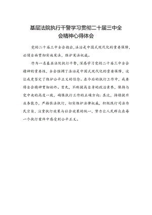 基层法院执行干警学习贯彻二十届三中全会精神心得体会.docx