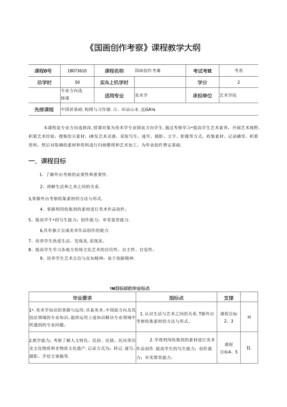 《国画创作考察》课程教学大纲.docx_第1页