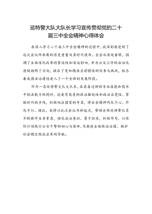 巡特警大队大队长学习宣传贯彻党的二十届三中全会精神心得体会.docx