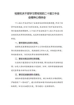 检察机关干部学习贯彻党的二十届三中全会精神心得体会.docx