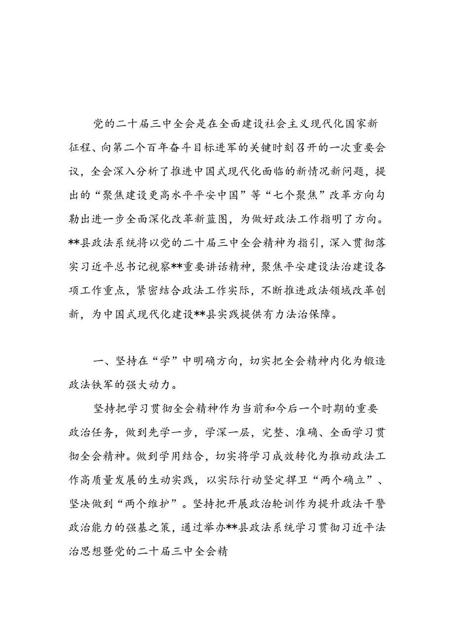 政法委书记学习二十届三中全会精神心得体会研讨发言2篇.docx_第2页