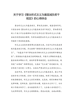 领导干部学习《整治形式主义为基层减负若干规定》心得体会发言稿.docx