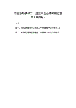 市应急局领导二十届三中全会精神研讨发言（共7篇）.docx