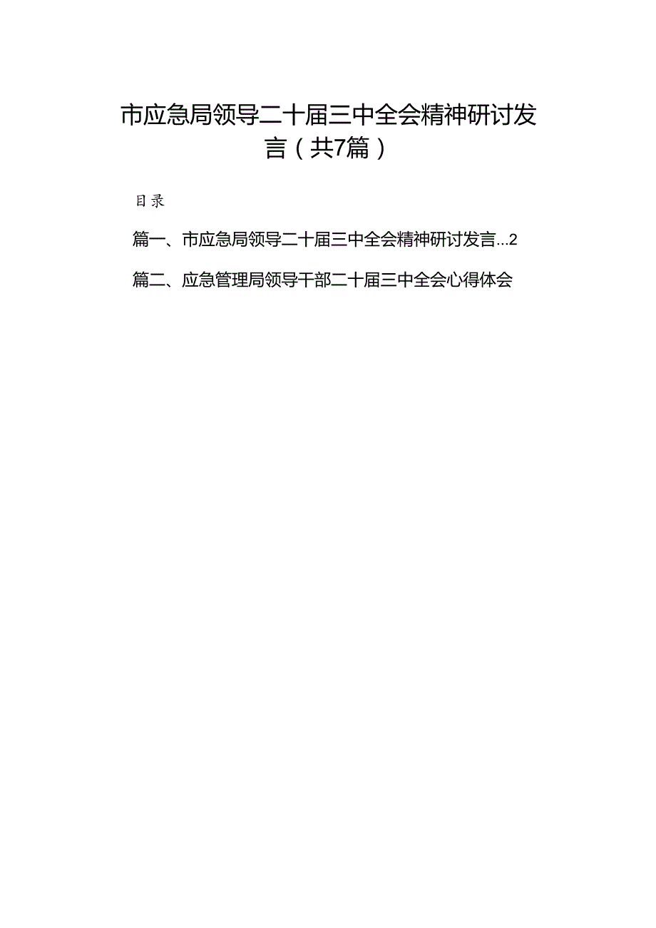 市应急局领导二十届三中全会精神研讨发言（共7篇）.docx_第1页