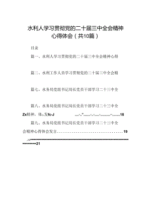 （10篇）水利人学习贯彻党的二十届三中全会精神心得体会（详细版）.docx