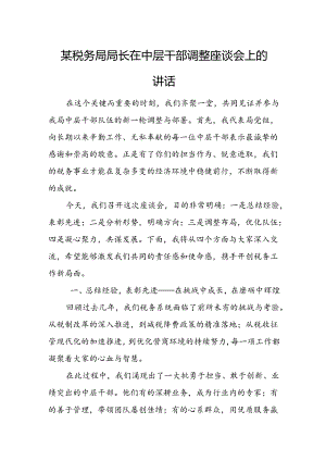 某税务局局长在中层干部调整座谈会上的讲话.docx