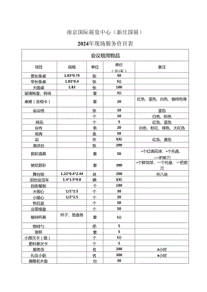 南京国际展览中心（新庄国展）2024年现场服务（会议租用物品）价目表（2024年）.docx