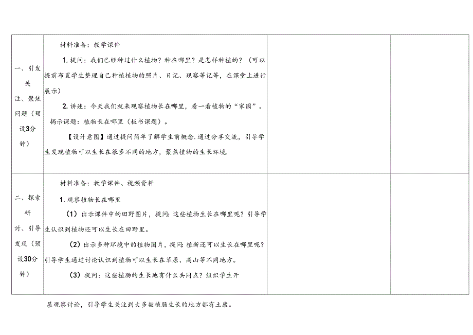 2024新教科版一年级科学上册第一单元植物长在哪里教学设计.docx_第3页