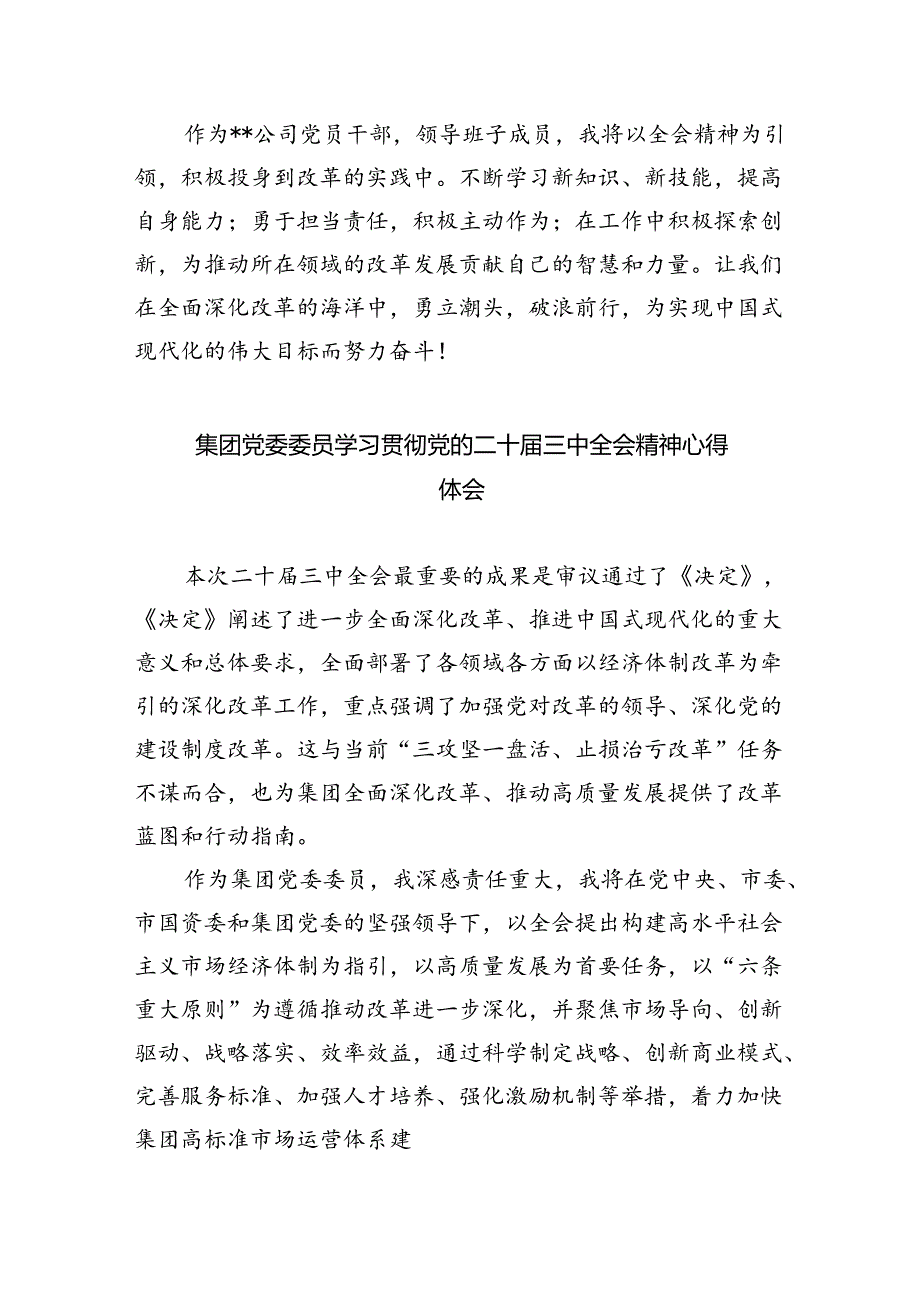 公司党支部党员干部学习贯彻党的二十届三中全会精神心得体会8篇（精选版）.docx_第2页