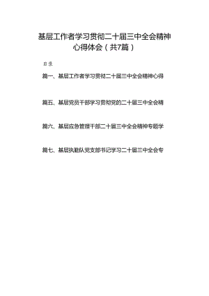 基层工作者学习贯彻二十届三中全会精神心得体会7篇（精选版）.docx