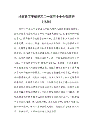 检察政工干部学习二十届三中全会专题研讨材料.docx