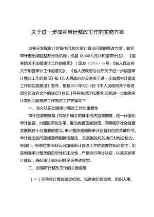 关于进一步加强审计整改工作的实施方案.docx