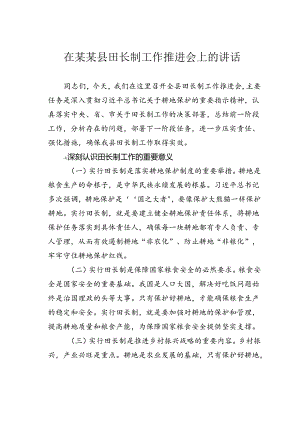 在某某县田长制工作推进会上的讲话.docx