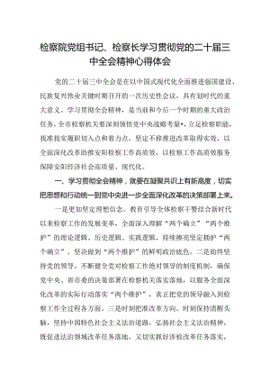 检察院党组书记、检察长学习贯彻党的二十届三中全会精神心得体会.docx