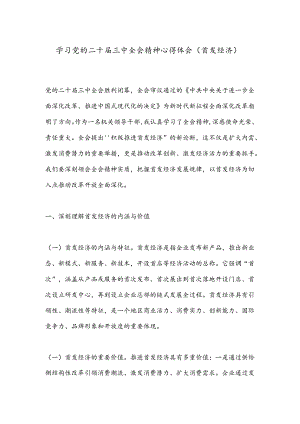 学习党的二十届三中全会精神心得体会（首发经济）.docx