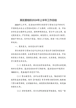 某区委组织2024年上半年工作总结.docx