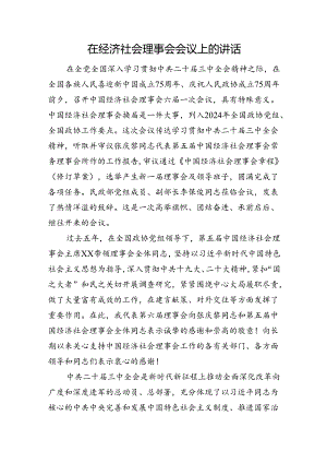 在经济社会理事会会议上的讲话.docx